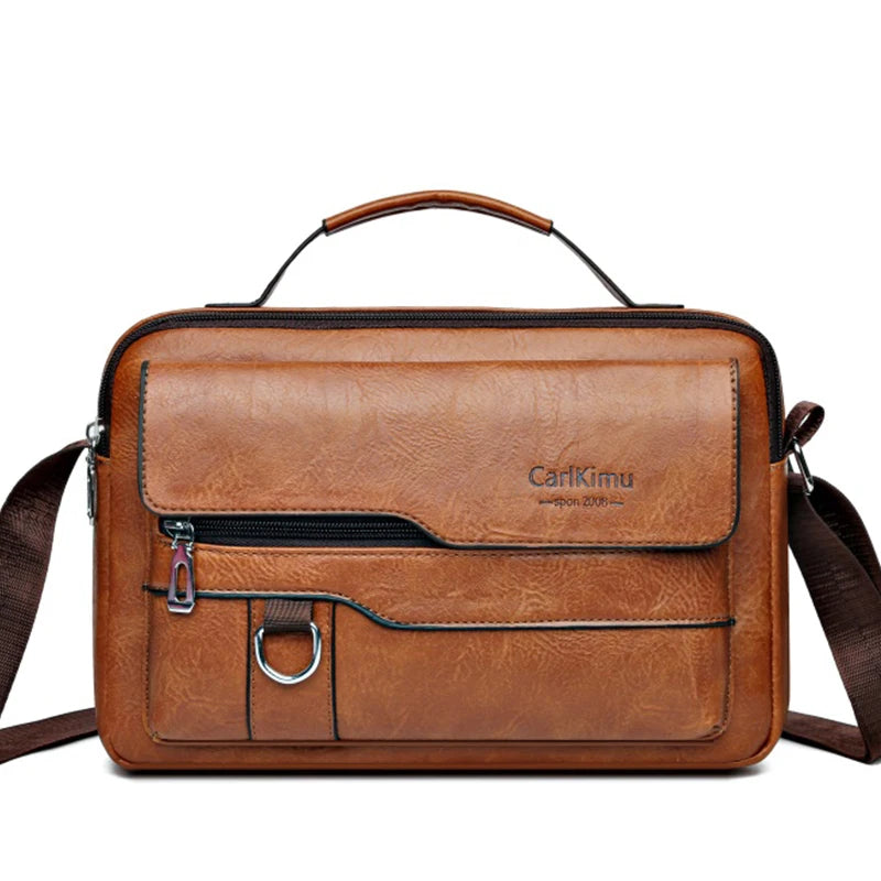 Durable Retro Men’s Crossbody Bag, Soft Faux Leather Handheld Messenger Purse Available in Black, Brown & Coffee Solid Colors