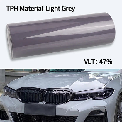 Car Headlight & Taillight Smoke Wrap Film – Black TPH PU PPF Protective Sheet