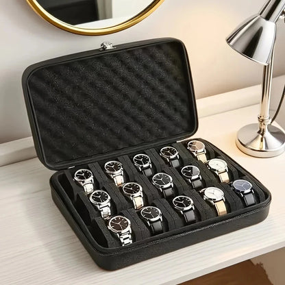 Advanced 15 Slots Pressure Proof Watch Storage Box Portable Travel Watch Display Case Jewelry Organizer for Men Home Office