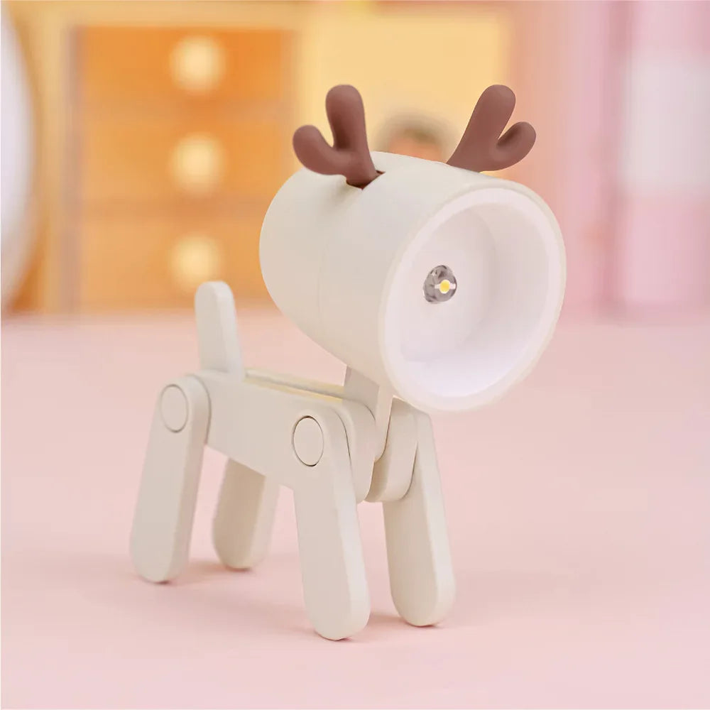 LED Night Light Mini Folding Desk Lamp Cute Pet Lights Dog Deer Portable Night Light Student Living Room Decor Gift - Urbizia