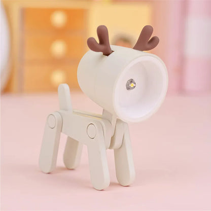 LED Night Light Mini Folding Desk Lamp Cute Pet Lights Dog Deer Portable Night Light Student Living Room Decor Gift - Urbizia