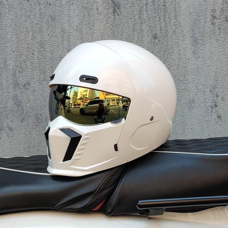 ORZ motorcycle retro helmet cruise men's and women's combination full helmet scorpion helmet reserved Bluetooth headphone slot