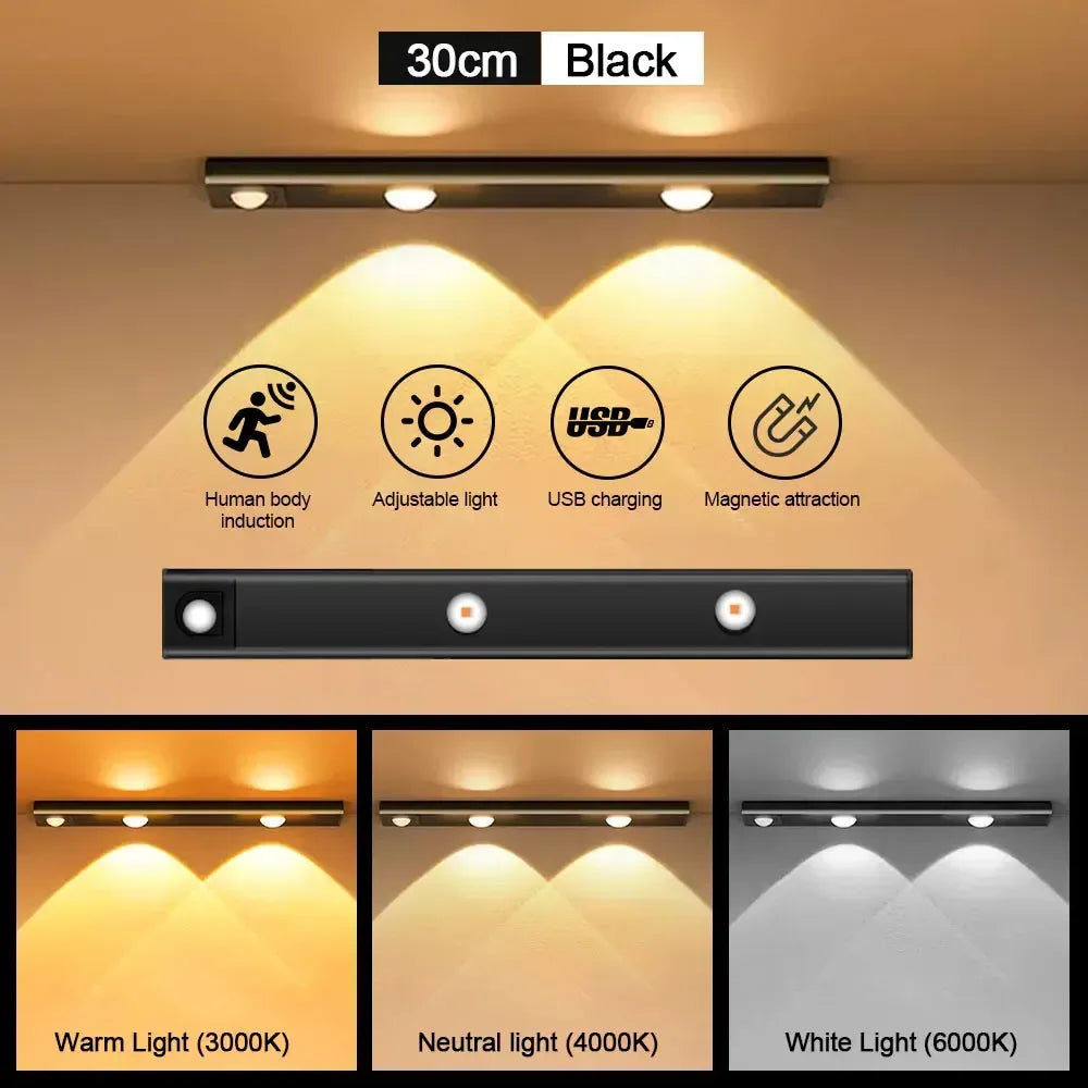 Motion Sensor Light LED Sensor Lamp Wireless Ultra Thin USB LED For Kitchen Cabinet Bedroom Wardrobe Indoor Lighting Night Light - Urbizia
