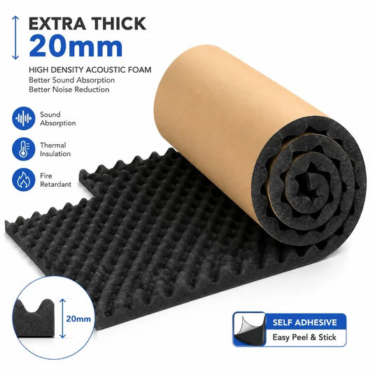 2cm thicker Self Adhesive Acoustic Foam Roll High Density Sound Absorbing Insulation Foam for Car Studio Wall Noise Reduction