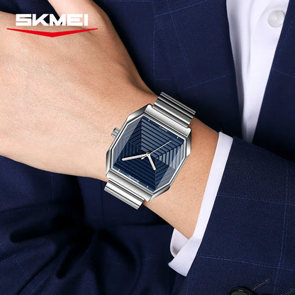 SKMEI 9393 Fashion Quartz Watch Unique Design Stainless Steel Men's Wristwatches Elegant Watches for Men relógios masculino
