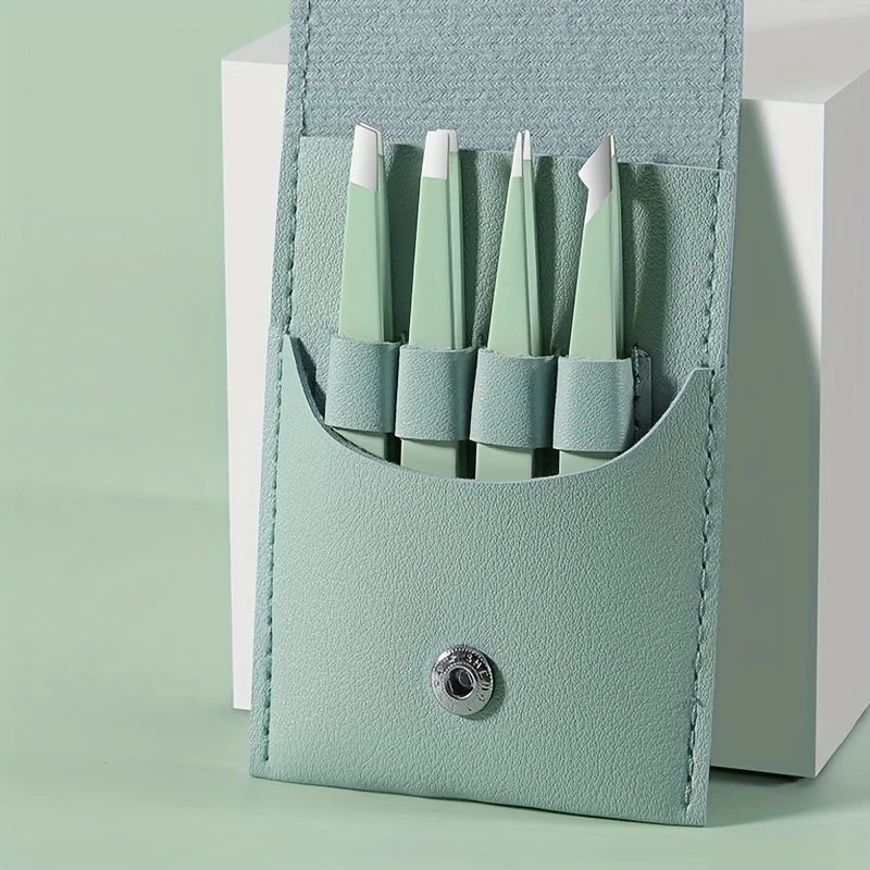 Ouriner 4‑Piece Stainless Steel Eyebrow Tweezers Set