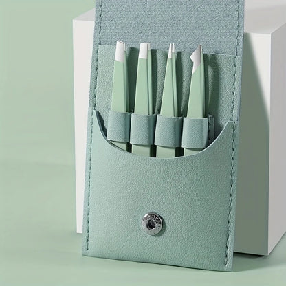 Ouriner 4‑Piece Stainless Steel Eyebrow Tweezers Set