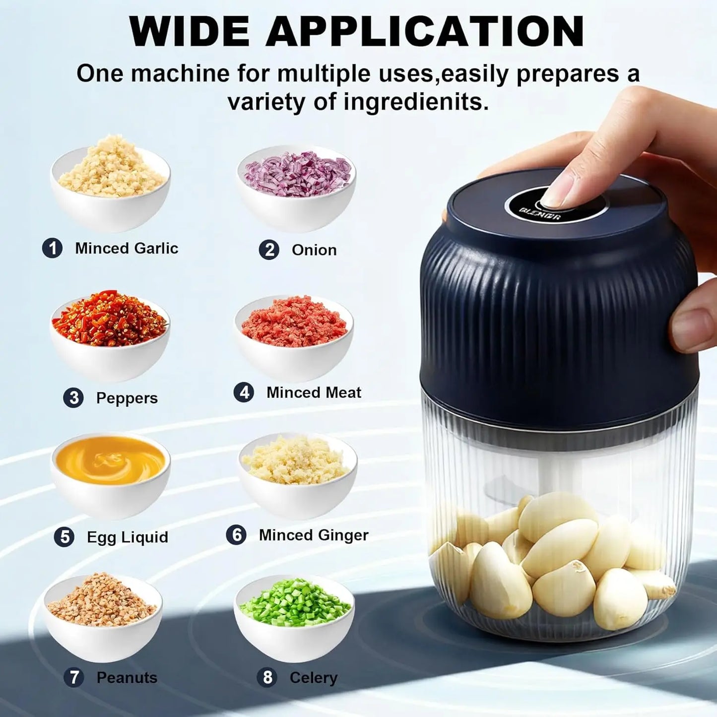 Electric Garlic Choppers Vegetable Mashers Press 300ml Vegetable Choppers Mashers Machine Garlic Crusher Food Chopping