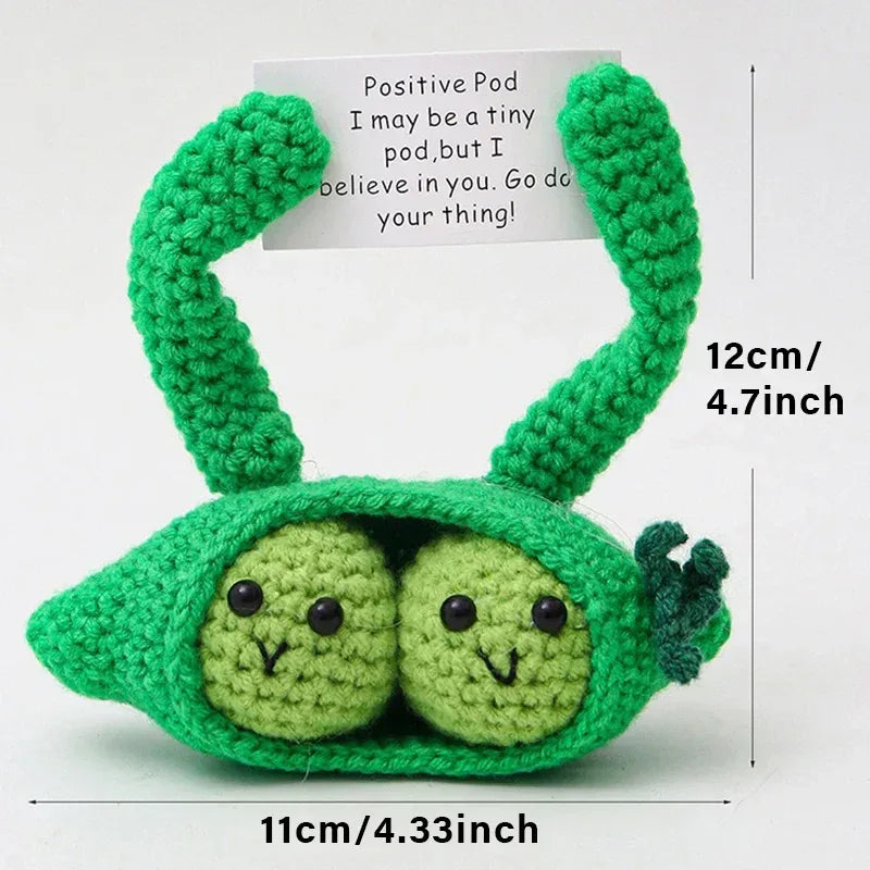 Positive Energy Crochet Doll Pocket Hug Handmade Knitted Plush Potato Plant Avocado Bee Turtle Duck Funny Emotional Support Gift - Urbizia