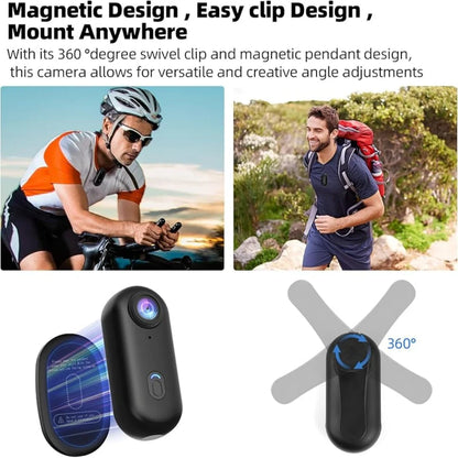 Mini 4K Pocket Magnetic POV Vlog Cam Portable Body Chest Recorder Wireless WiFi Waterproof Action Camera Helmet Bicycle Sports