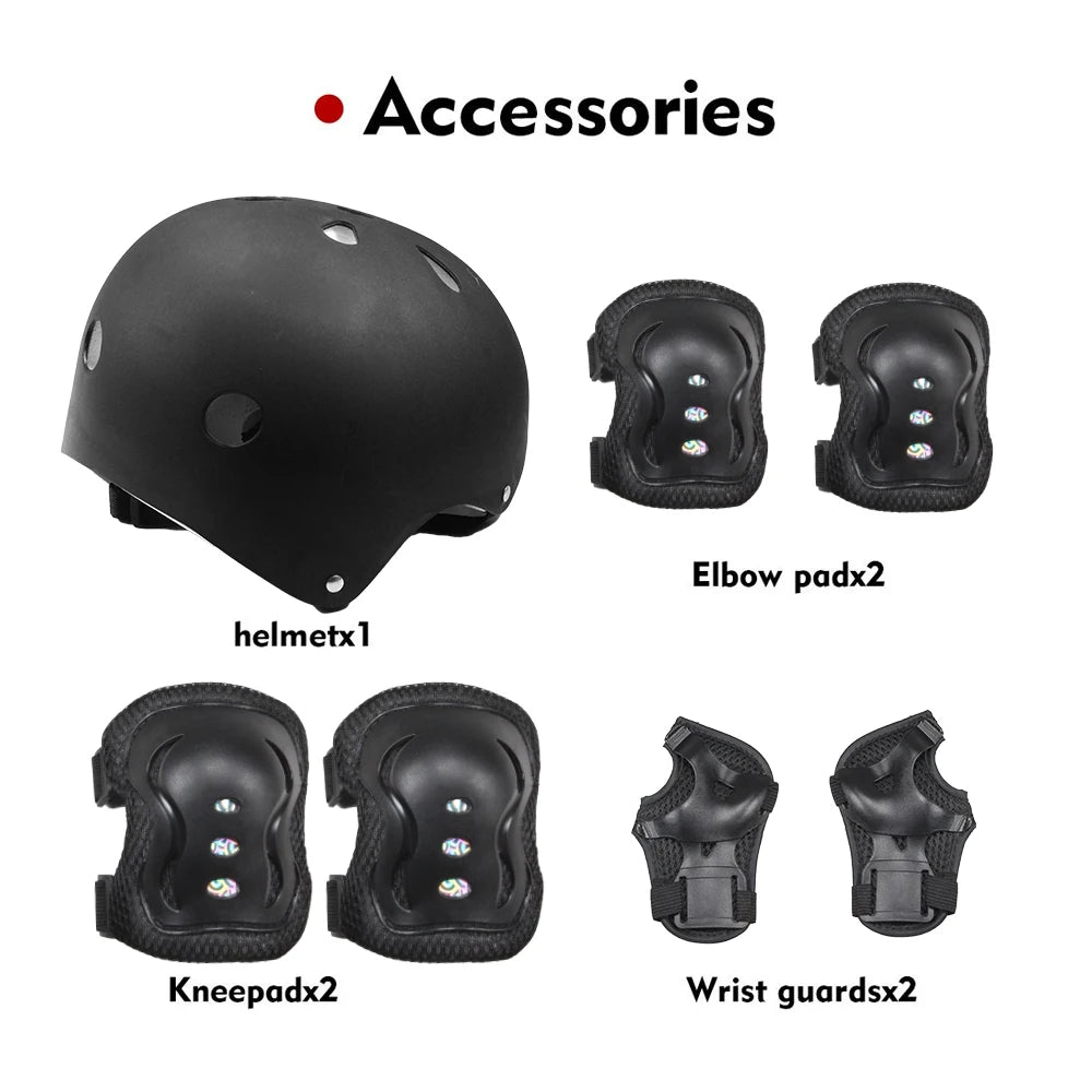 7PCS Kids Bike Helmet for Girls and Boys with Wrist Guard and Knee & Elbow Pads Adjustable Protective Gear for Toddler Skating
