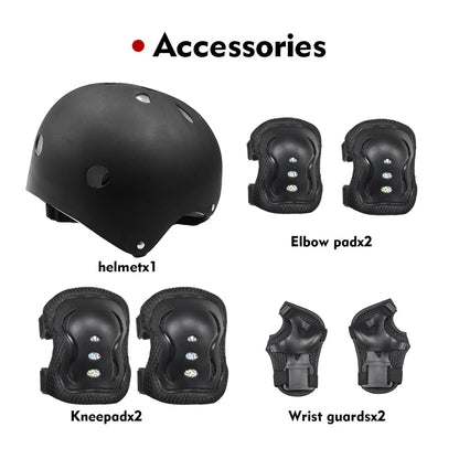 7PCS Kids Bike Helmet for Girls and Boys with Wrist Guard and Knee & Elbow Pads Adjustable Protective Gear for Toddler Skating