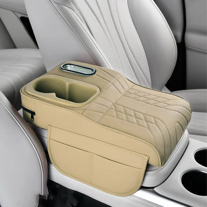 Multifunctional Car Armrest Cushion, Center Console Cover with Tissue Holder, Cup Slot and Side Pockets