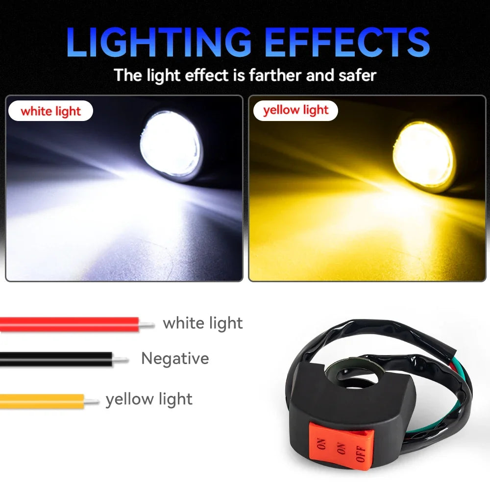 2pcs Motorcycle Led Headlight 12V High Bright Led Lights Lamp for Motorbike Moto Led Auxiliary Spotlights