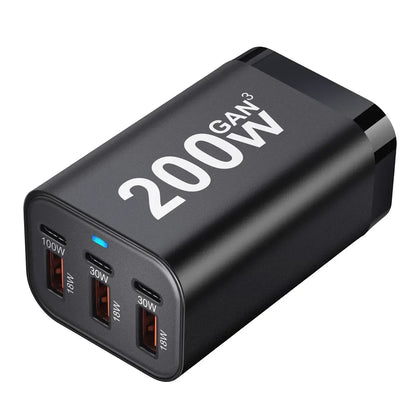USB C Fast 200W 6-Port Charging Fast GaN Charger Power Adapter For iPhone 14/13/12 Series, Samsung Galaxy S23/S22/S21 - Urbizia