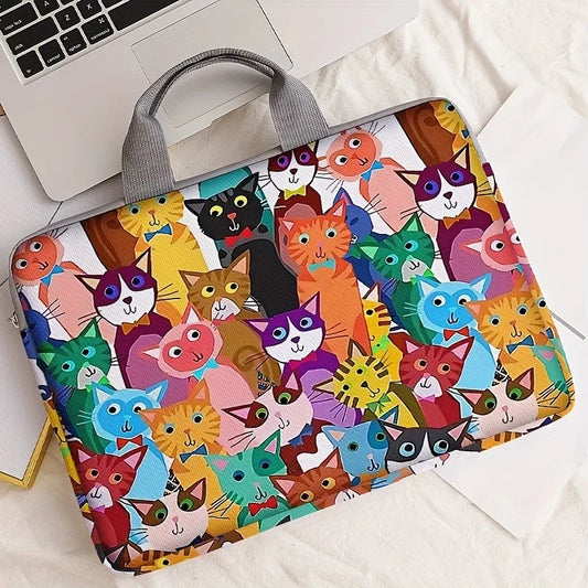 Colorful Cartoon Cat Laptop Bag 14 Inch Briefcase