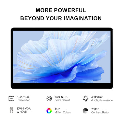 Unew 15.6" Touchscreen Monitor 1920x1080 60Hz 16:9 IPS Display HDMI Type-C VGA DVI for Raspberry Pi Industrial CCTV 75*75mm VESA