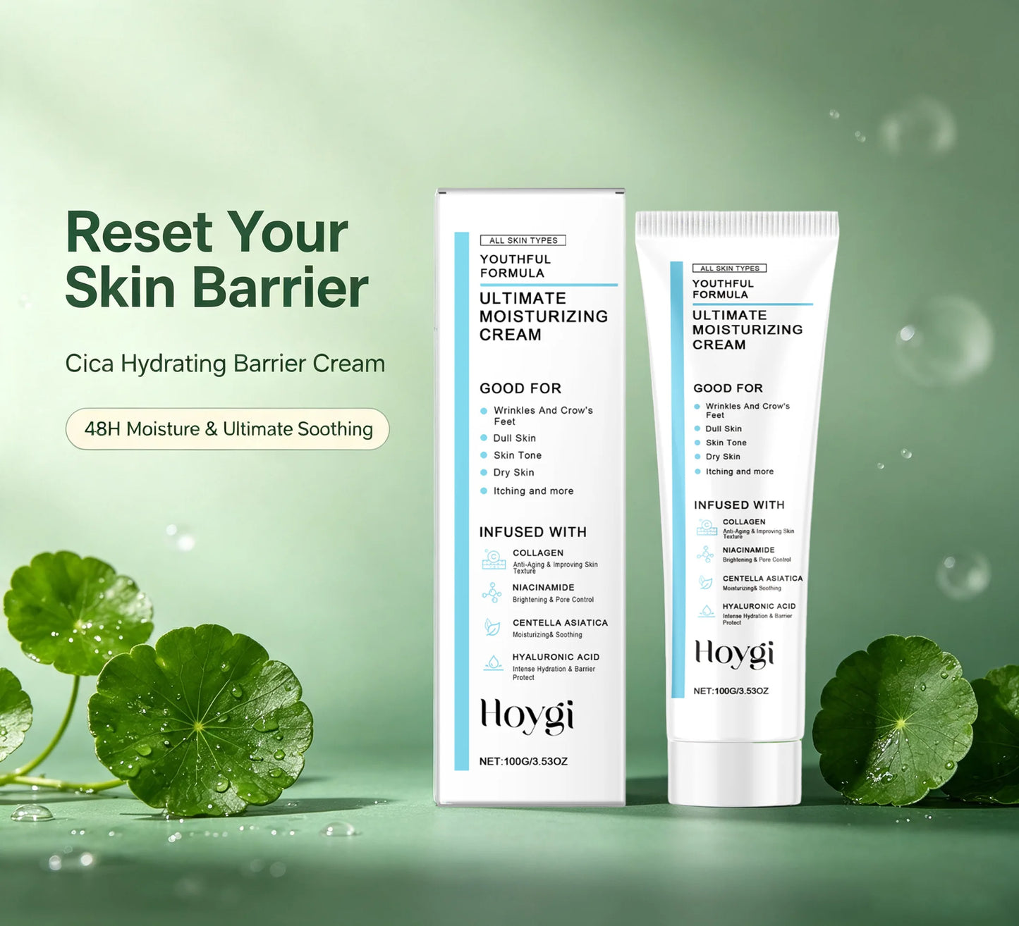 Centella Moisturizing Cream Hyaluronic Acid Daily Nourishing Cream Strengthen Barrier Rejuvenation Oil Control Brighten Skin Car
