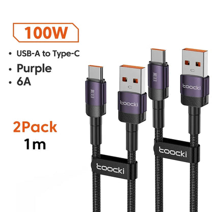 Toocki 6A USB To Type C Cable for Huawei Xiaomi PD 100W Fast Charging Charger USB C Data Cord Quick Charge for Samsung Oneplus - Urbizia