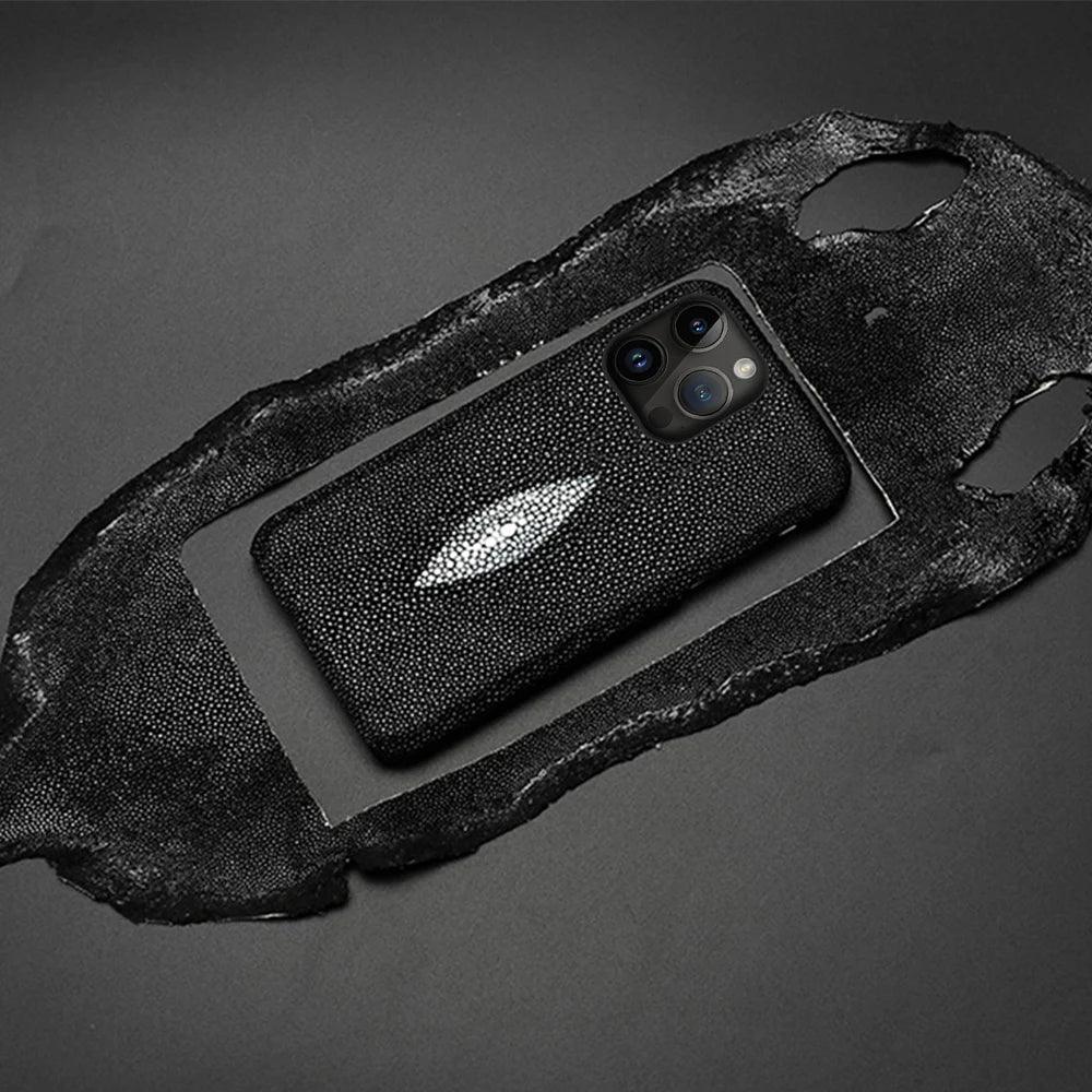 Genuine Stingray Leather Phone Case for iPhone 17 Pro Max Air 16 15 11 12 13 14 Pro Max Plus 15Pro 17Pro 16pro Luxury Back Cover