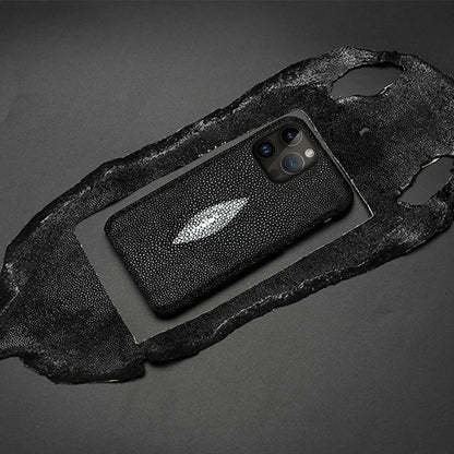 Genuine Stingray Leather Phone Case for iPhone 17 Pro Max Air 16 15 11 12 13 14 Pro Max Plus 15Pro 17Pro 16pro Luxury Back Cover