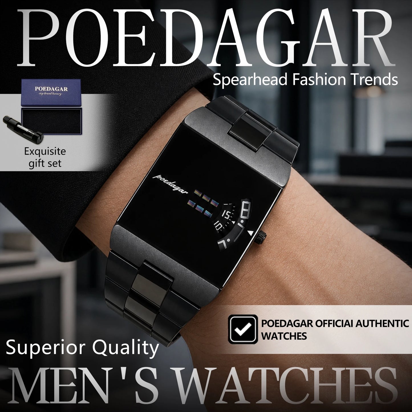 POEDAGAR Original Business Men Clock Stainless Steel Waterproof Elegant Man Wristwatch Quartz Casual Fashion Men's Watches Reloj