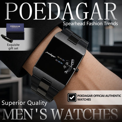 POEDAGAR Original Business Men Clock Stainless Steel Waterproof Elegant Man Wristwatch Quartz Casual Fashion Men's Watches Reloj