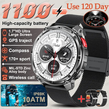 2026 New 1100mAh Big Battery Smart Watch Men Outdoor GPS Path Compass 10ATM Waterproof Bluetooth Call AMOLED HD Sport Smartwatch - Urbizia