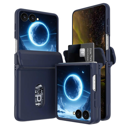 Phone Case for Samsung Galaxy Z Flip 8 7 6 5 4 3 Flip8 Flip7FE Card Slot Hinge Full-pack Anti-Drop Shockproof Protection Cover