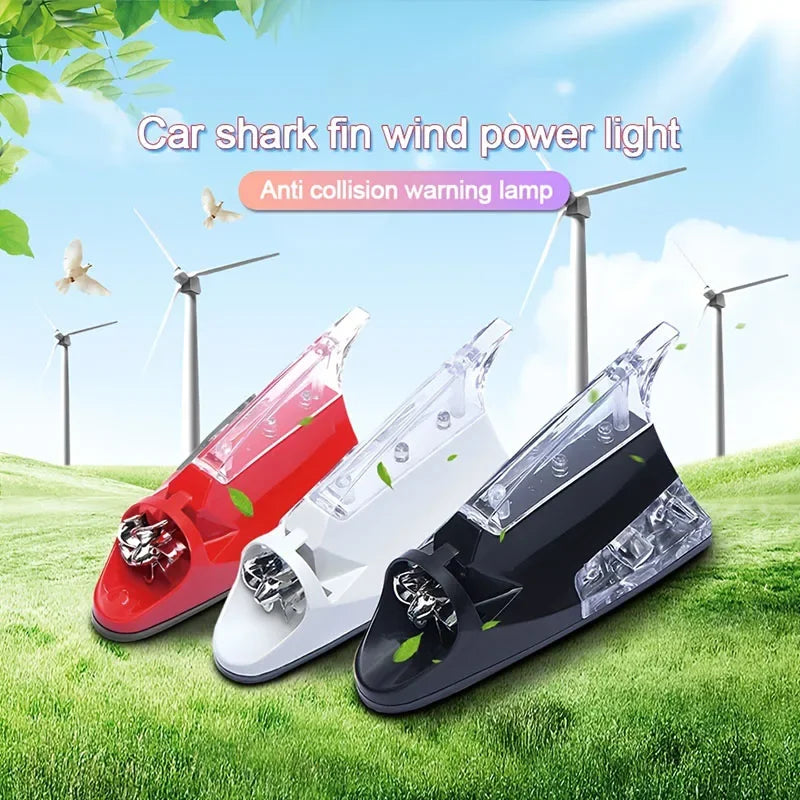 New Car Wind Shark Fin Antenna LED Warning Flash Upgrade Car Radio Signal Enhancement Roof Antenna Accessories