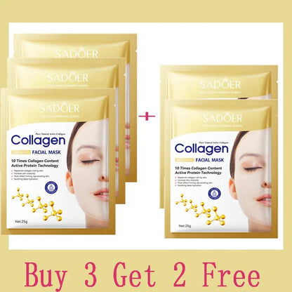 10PCS Collagen Anti Wrinkle Facial Mask Anti Aging Fade Fine Lines Firm Skin Moisturizing Brightening SkinCare Korean Cosmetics