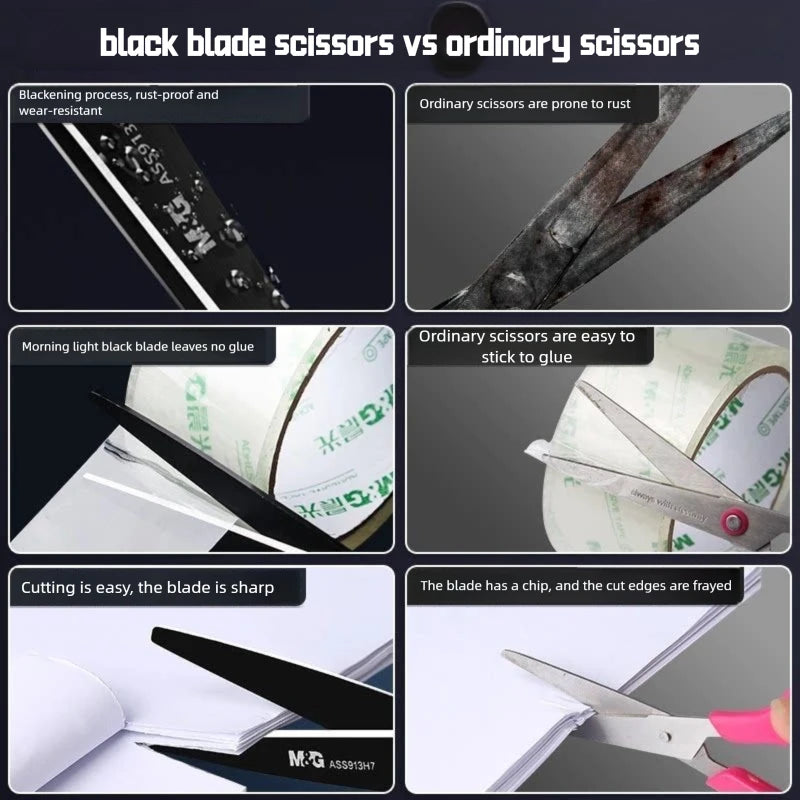 High Hardness Black Blade Scissors Anti-rust Anti-stick Sharp Durable Multipurpose Home Office Craft Sewing Paper Fabric Shears