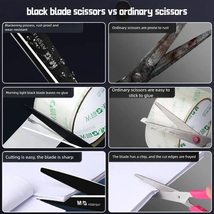 High Hardness Black Blade Scissors Anti-rust Anti-stick Sharp Durable Multipurpose Home Office Craft Sewing Paper Fabric Shears