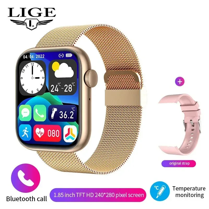 LIGE Smart Watch For Women Full Touch Screen Bluetooth Call Waterproof Watches Sport Fitness Tracker Smartwatch Lady Reloj Mujer - Urbizia