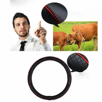 Leather Universal Car Steering-wheel Cover 38CM Car-styling Sport Auto Steering Wheel Covers Anti-Slip Automotive Accessories