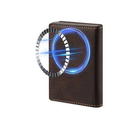 Luxury Faux Leather Card Slot Wallet Magnet Organ Style Card Box Pressing The Button Automatically Ejects The Card