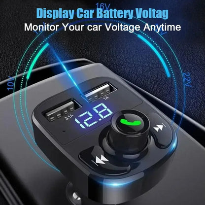 Car Charger Wireless Bluetooth FM Transmitter Hands-Free Calling Radio Receiver Mp3 Music Stereo Adapter Dual USB Port Charger