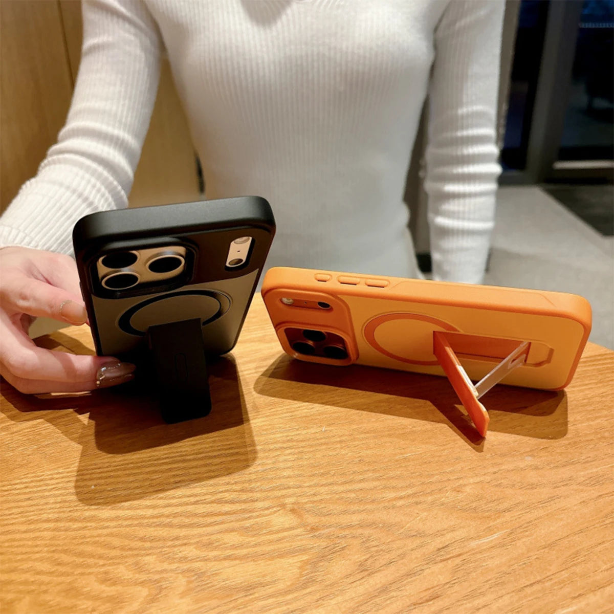 Skin-Feel Anti-Fingerprint Phone Case, Invisible Magnetic Stand Shockproof Cover, Compatible with iPhone 18/17 Pro Max/16E/15/14/13/12/11/Air/Plus/Pro, Supports Magnetic Charging & Magnetic Accessories