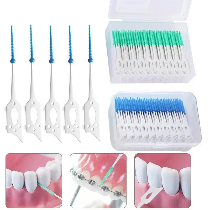 40/120pcs Interdental brush Food grade silicone clean tooth crevices Dental care box toothpicks dental odontología - Urbizia