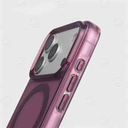 Plum Color Crystal Transparent Magnetic Case For iPhone 16 17 18 Pro Max Shockproof Smooth Clear Camera Button Cover For Magsafe