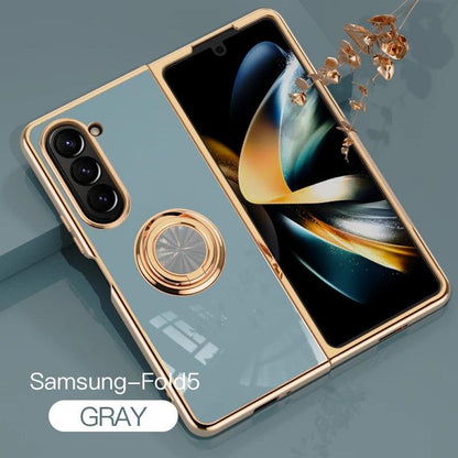 Plating Silicone Case for Samsung Galaxy Z Flip 5 4 3 Z Fold 5 ZFold ZFlip Fold5 Fold4 Flip5 Flip4 Flip3 Cover with Ring Holder