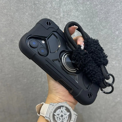 Luxury 3-in-1 Ring Stand Heavy Duty Protective Case For iPhone 17 16 15 14 13 Pro Max Shockproof and Drop-Resistant with Lanyard