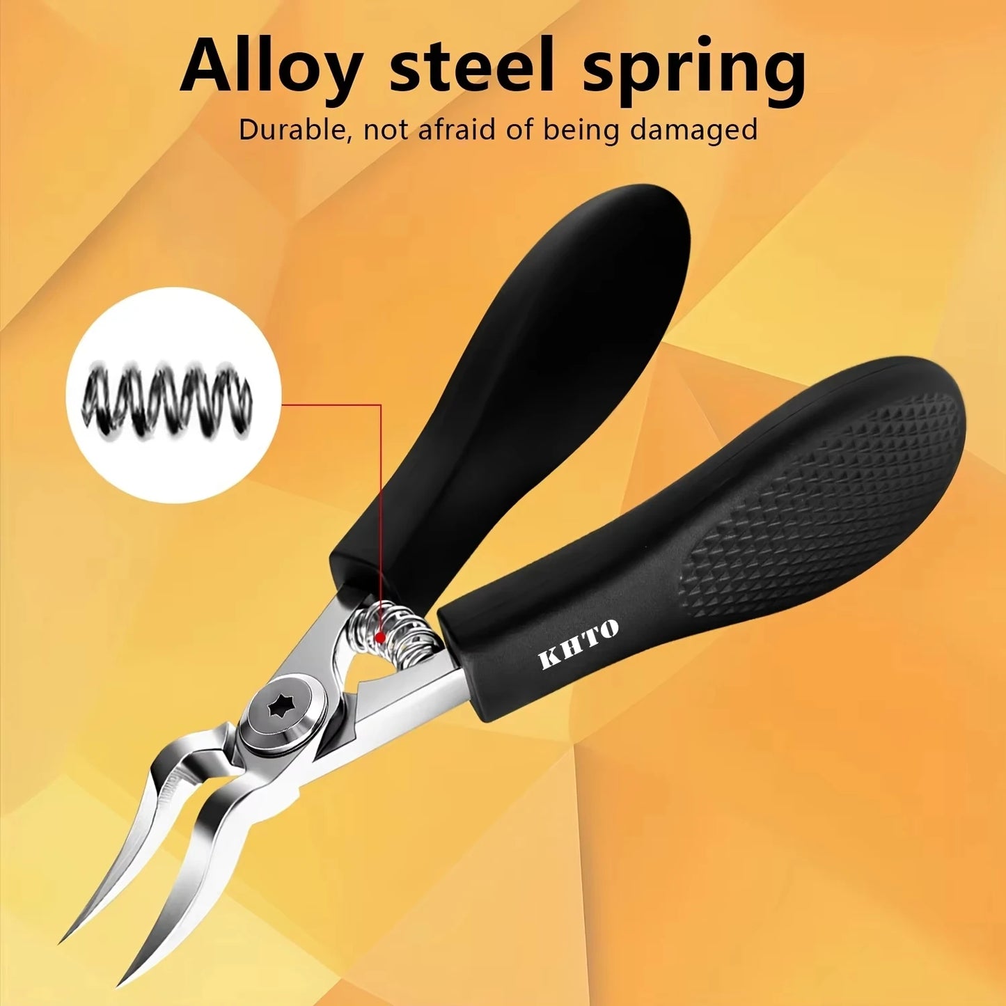 KHTO Professional Heavy-Duty Steel Toenail Clipper with Serrated Blade Thick & Ingrown Nails, Durable Trimmer for Men & Women