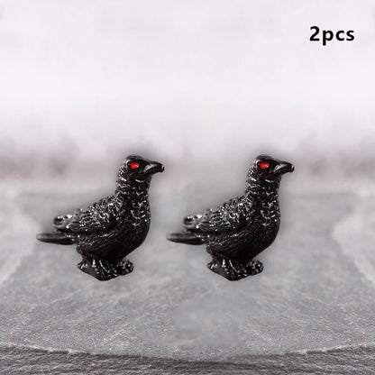 Miniature Halloween Resin Figurines – 3D Horror Raven, Tombstone, Ghost & Skull Ornaments