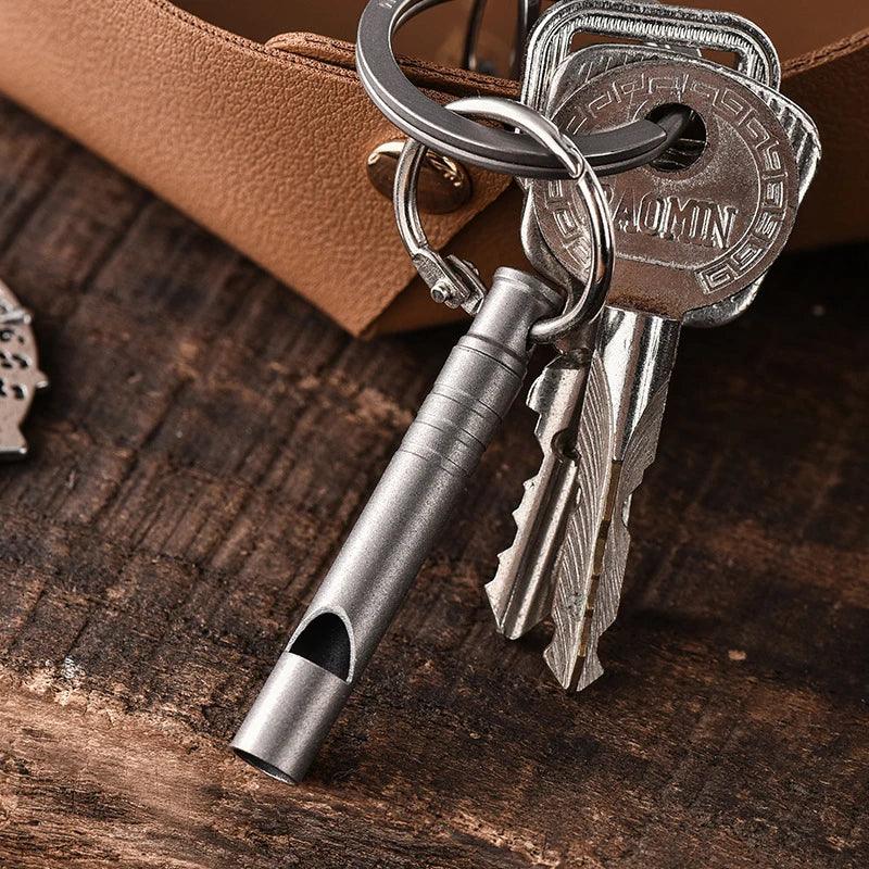 Titanium Emergency Whistle with Lanyard Ultralight Safety Survival Whistle for Camping Hiking Outdoor Emergency
