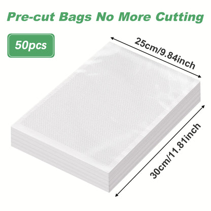 50PCS/Lot BPA-Free Vacuum Food Bags, Vacuum Sealed Storage Bags For Food Storage and Preservation,Reusable Vacuum Sealer Bag