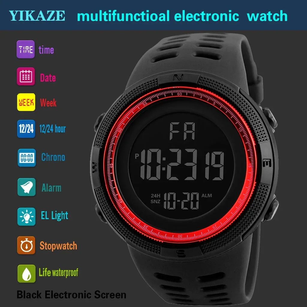 Electronic Watch For Mens Military Sports Watches Luminous Multifunction LED Digital Wristwatch for man kids Boy Student Teen - Urbizia
