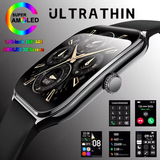 New For OPPO Ultra Thin Smart Watch Men Woman 1.96" HD AMOLED 70+Sports Mode Health Monitor Bluetooth Call Waterproof Smartwatch