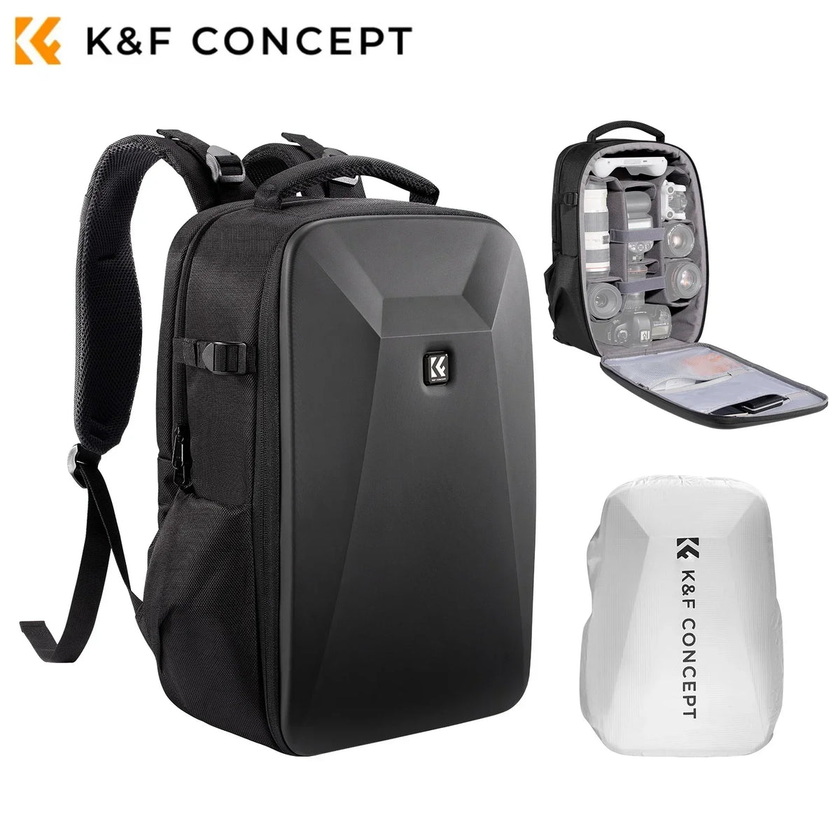 K&F CONCEPT 22L Camera Bag Large Capacity Travel Photography Backpack Waterproof Men's Backpack Bag DSLR/SLR Camera Rain Cover