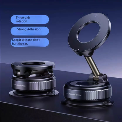 Vacuum Car Phone Magnetic Stand Mechanical Vacuum Suction Cup Rotate 360°Magnetic Adsorption Bracket Navigation Universal Holder
